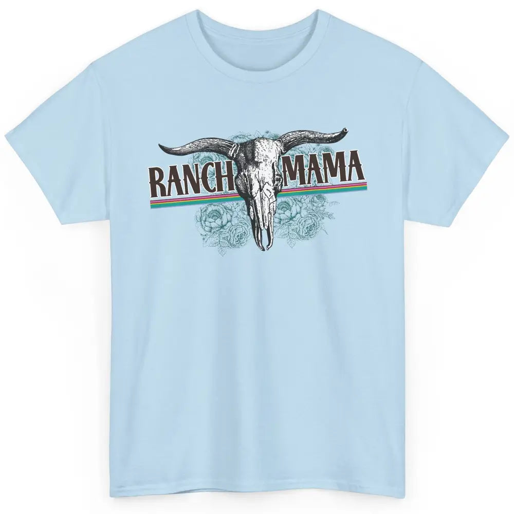 Retro Ranch Mama Highland Cow Skull Western Country Cowboy Classic Unisex T-Shirt