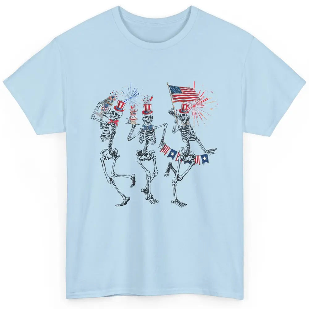 4th July Independence Day Dancing Skeletons America Flag Classic Unisex T-Shirt