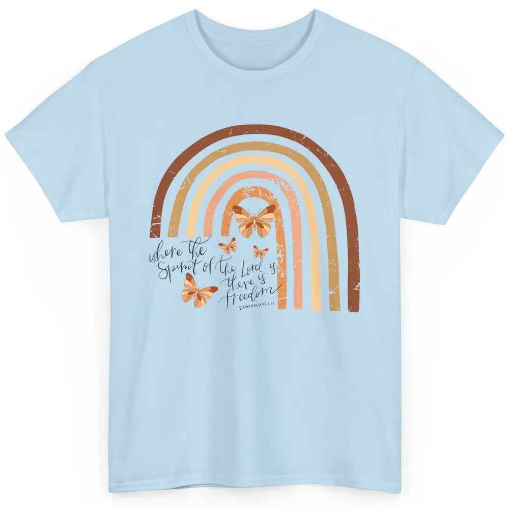 Retro Rainbow Christian Where Spirit Of The Lord Is Bible Classic Unisex T-Shirt