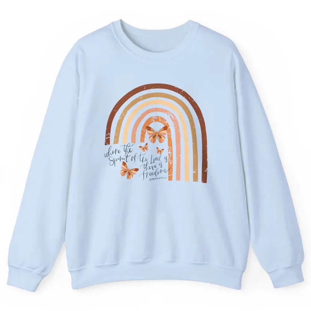 Retro Rainbow Christian Where Spirit Of The Lord Is Bible Unisex Crewneck Sweatshirt
