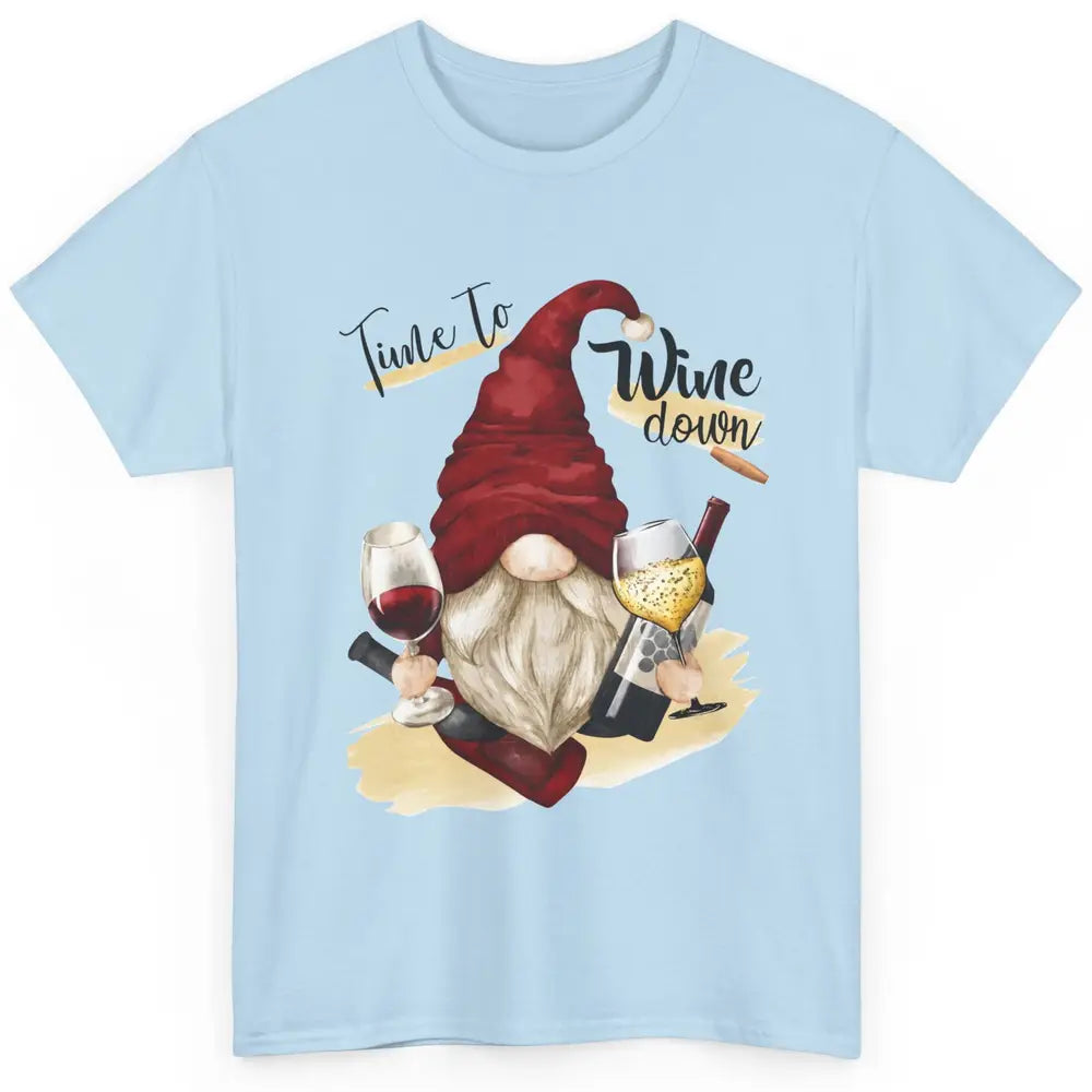 Christmas Gnome Wine It's Time to Wine Down Winter Holiday Classic Unisex T-Shirt