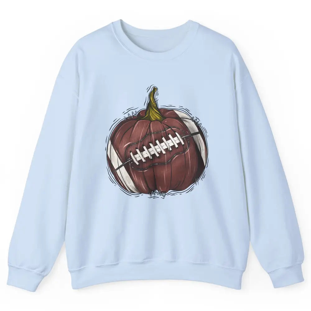 Football Pumpkin Tis The Season Fall Leaves Autumn Halloween Unisex Crewneck Sweatshirt