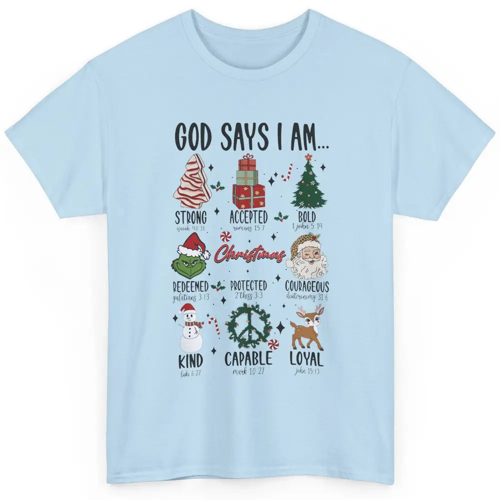 Retro Christmas God Says I Am Bible Verse Religious Boy Girl Classic Unisex T-Shirt