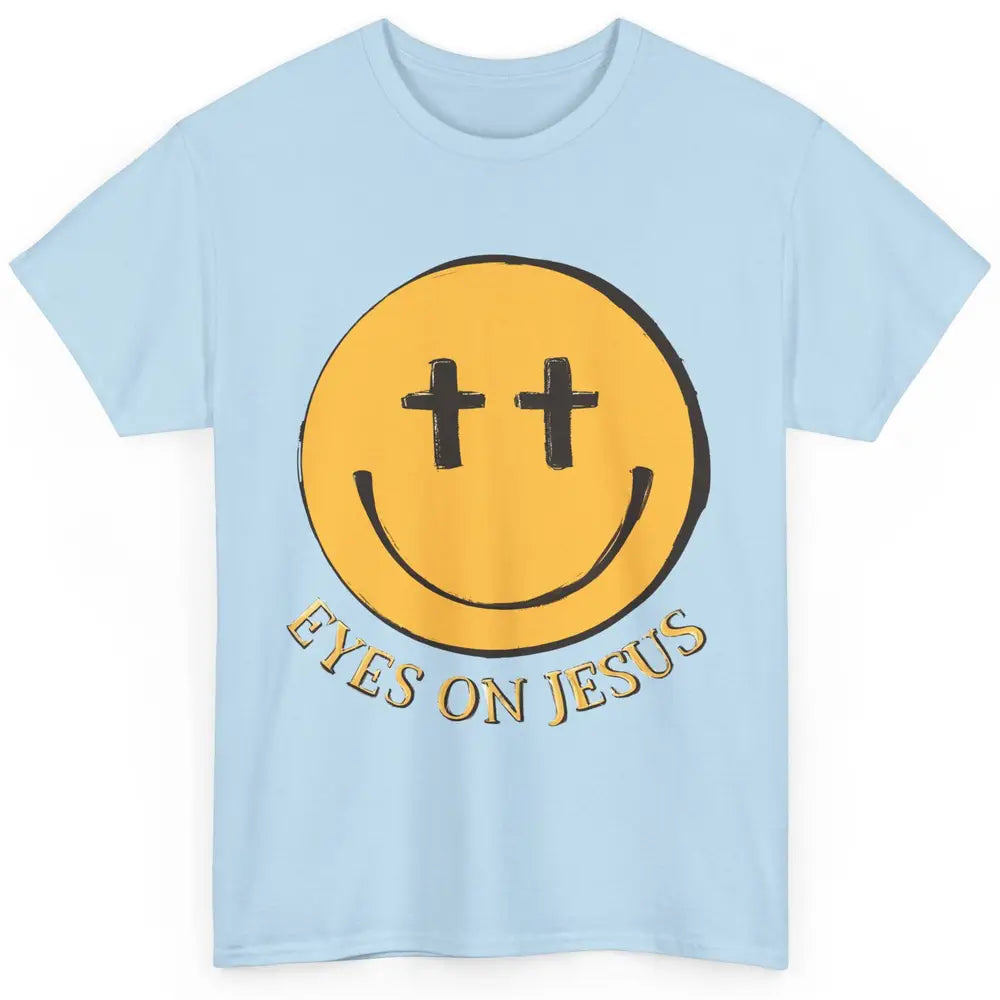 Retro Smiling Face Eyes On Jesus Christian Faith Religious Classic Unisex T-Shirt