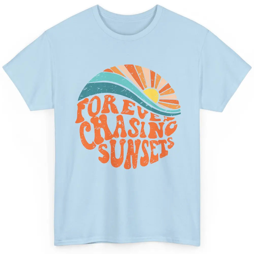 Retro Rainbow Forever Chasing Sunset Hippie Girl Peace Lover Classic Unisex T-Shirt