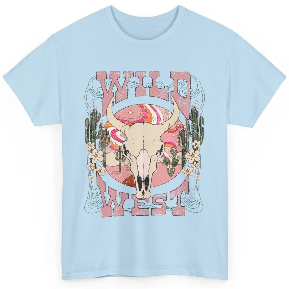 Retro Rainbow Desert Bull Skull Wild West Western Country Classic Unisex T-Shirt
