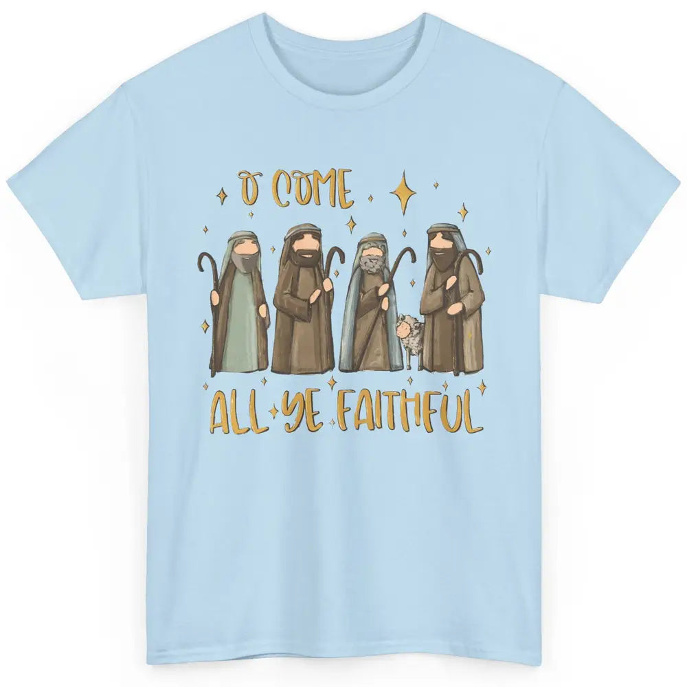 Retro Christmas O Come All Ye Faithful Christian Jesus Faith Classic Unisex T-Shirt