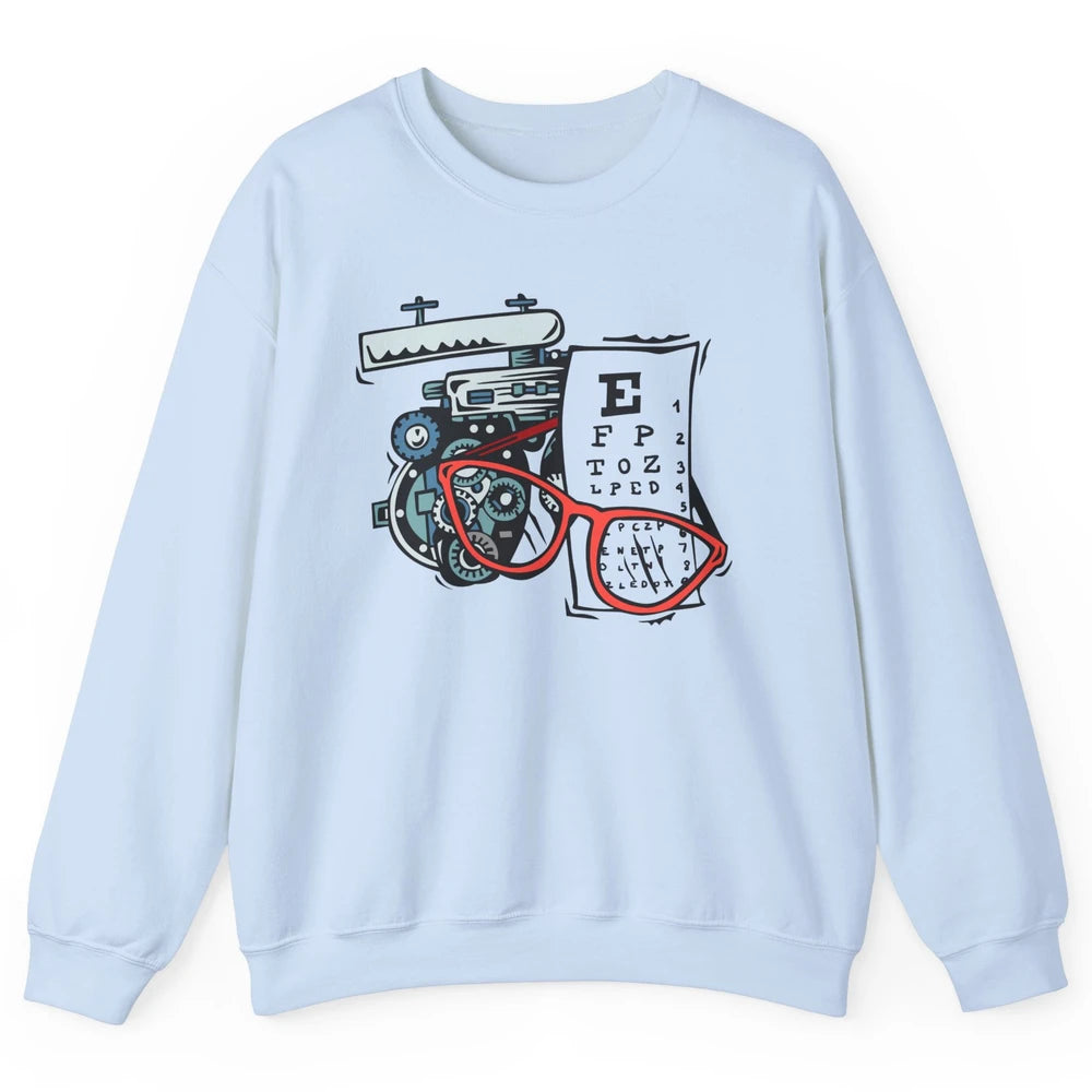 Optometry Tools Phoropter Eyeglasses Ophthalmology Optician Unisex Crewneck Sweatshirt