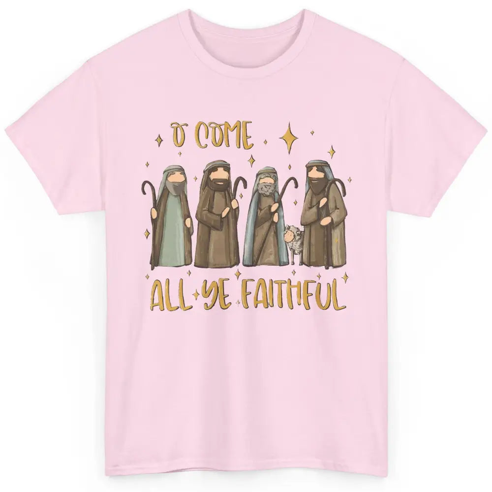 Retro Christmas O Come All Ye Faithful Christian Jesus Faith Classic Unisex T-Shirt