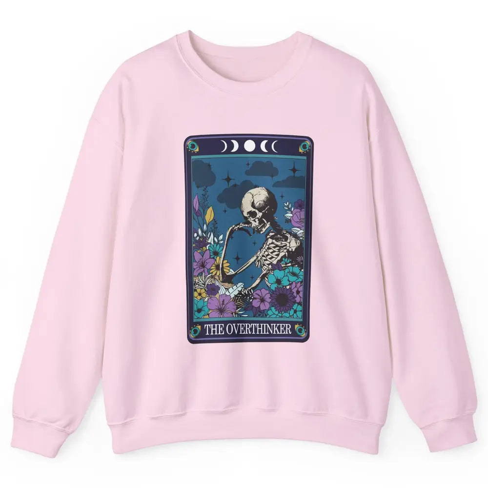 Floral Skeleton The Overthinker Tarot Card Halloween Costume Unisex Crewneck Sweatshirt