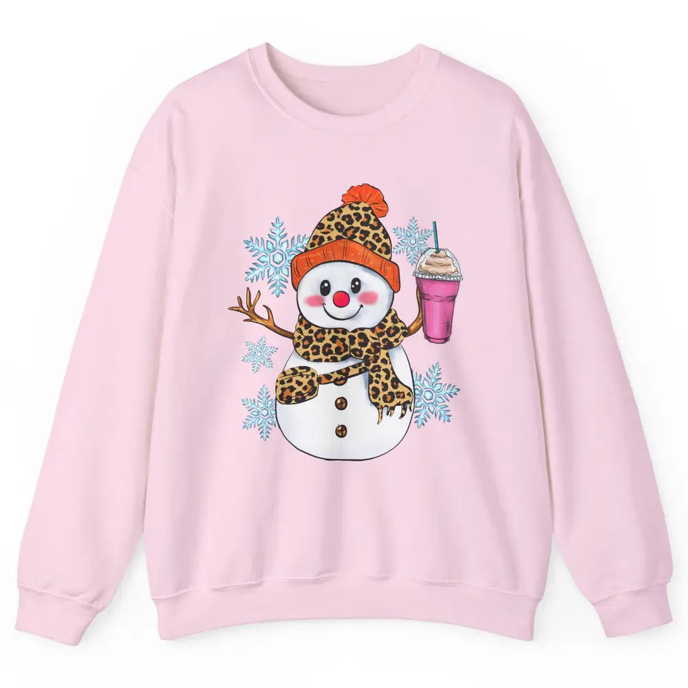 Retro Leopard Christmas Bougie Snowman Boojee Winter Holiday Unisex Crewneck Sweatshirt