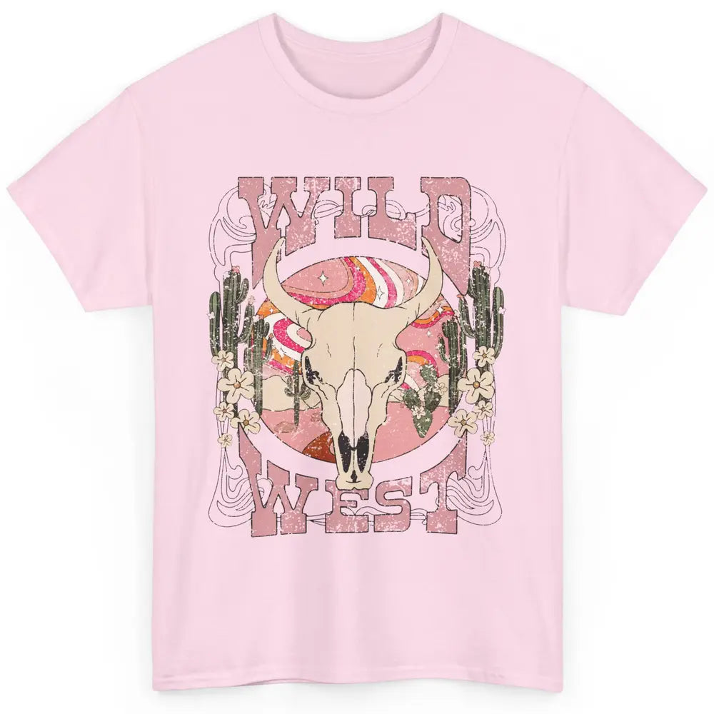 Retro Rainbow Desert Bull Skull Wild West Western Country Classic Unisex T-Shirt