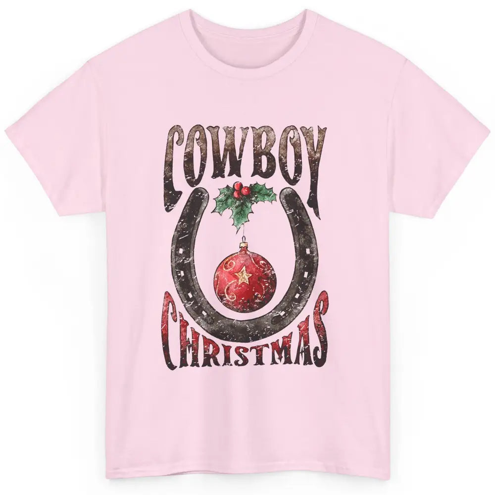 Christmas Cowboy Horseshoe Xmas Balls Western Christmas Classic Unisex T-Shirt