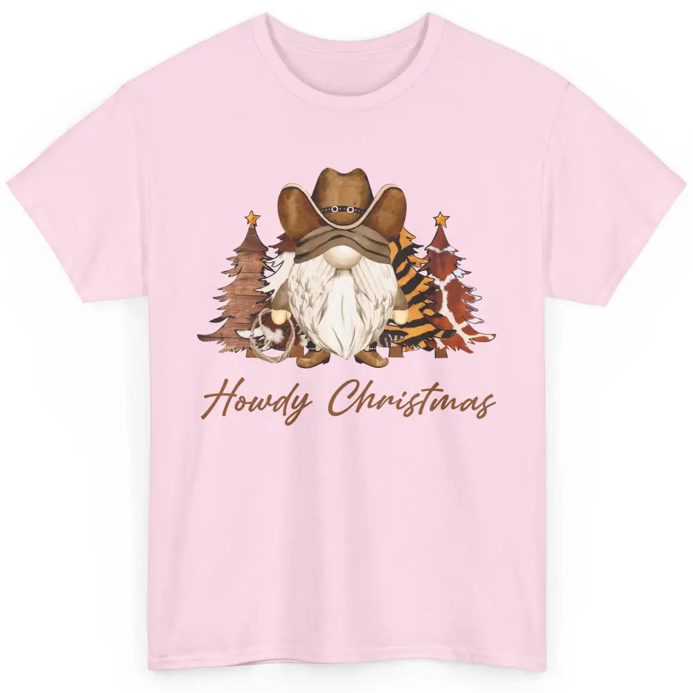 Retro Leopard Cowboy Gnome Howdy Christmas Western Holiday Classic Unisex T-Shirt