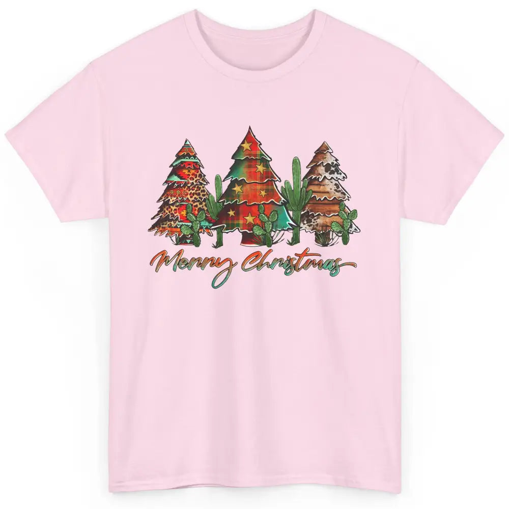 Merry Christmas Tree Western Christmas Desert Cactus Leopard Classic Unisex T-Shirt