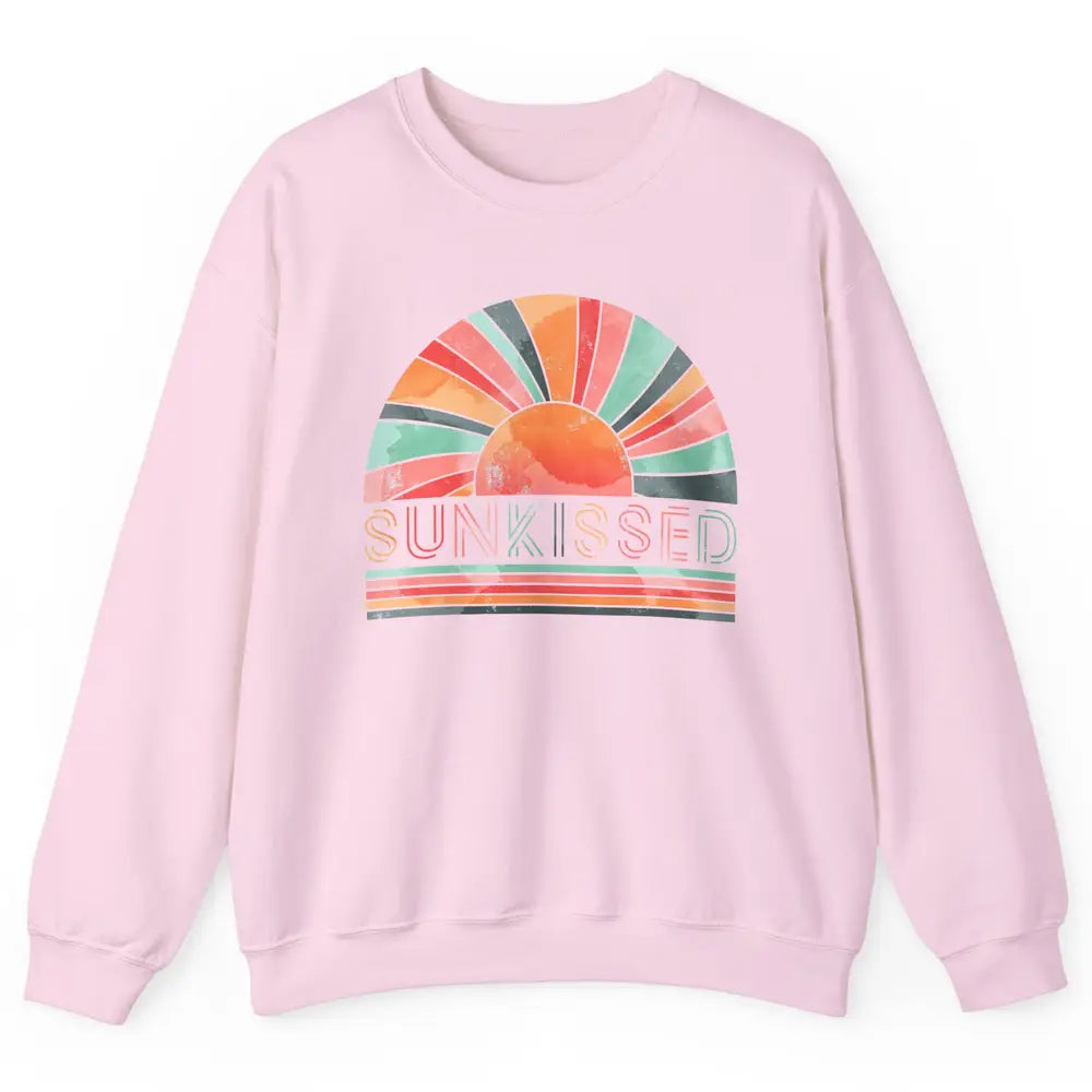 Retro Rainbow Sunkissed Summer Beach Life Vintage Boho Unisex Crewneck Sweatshirt