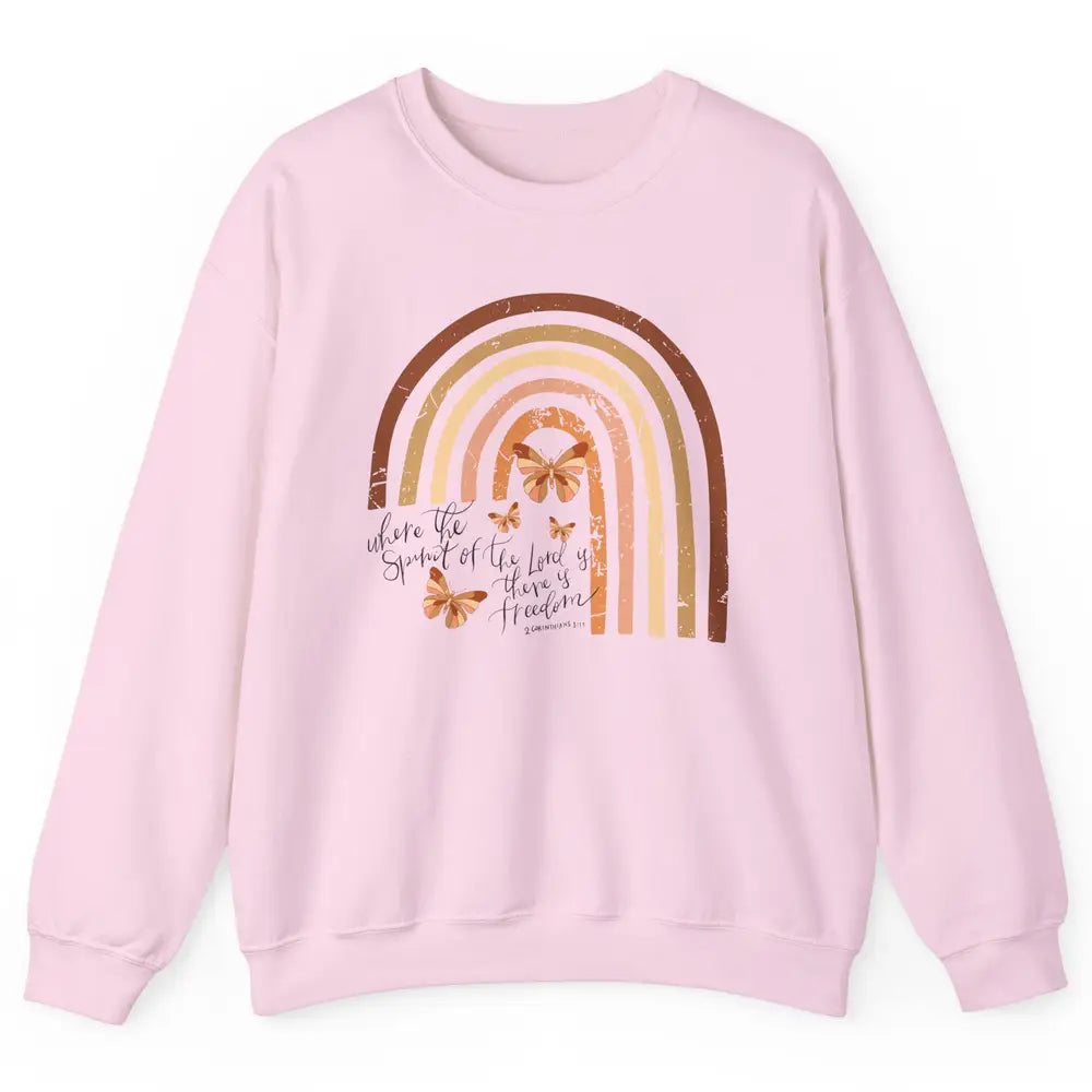 Retro Rainbow Christian Where Spirit Of The Lord Is Bible Unisex Crewneck Sweatshirt