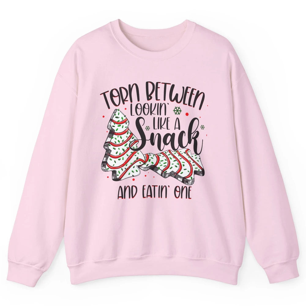 Christmas Tree Cake Torn Between Look Like a Snack Eat One Unisex Crewneck Sweatshirt