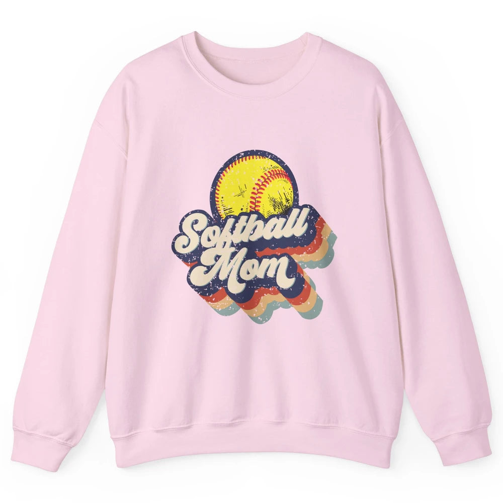 Retro Softball Mom Catcher Pitcher Mothers Softball Player Unisex Crewneck Sweatshirt