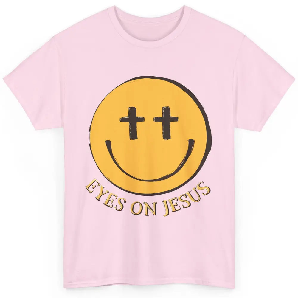 Retro Smiling Face Eyes On Jesus Christian Faith Religious Classic Unisex T-Shirt