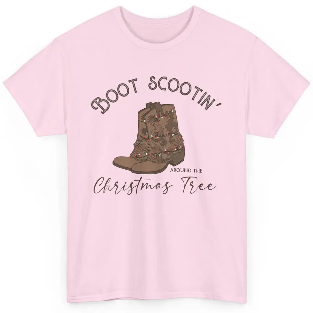 Retro Cowboy Boots Scootin' Around Christmas Tree Western Classic Unisex T-Shirt