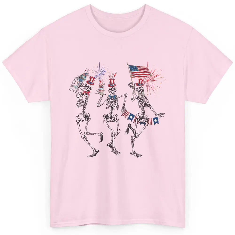 4th July Independence Day Dancing Skeletons America Flag Classic Unisex T-Shirt