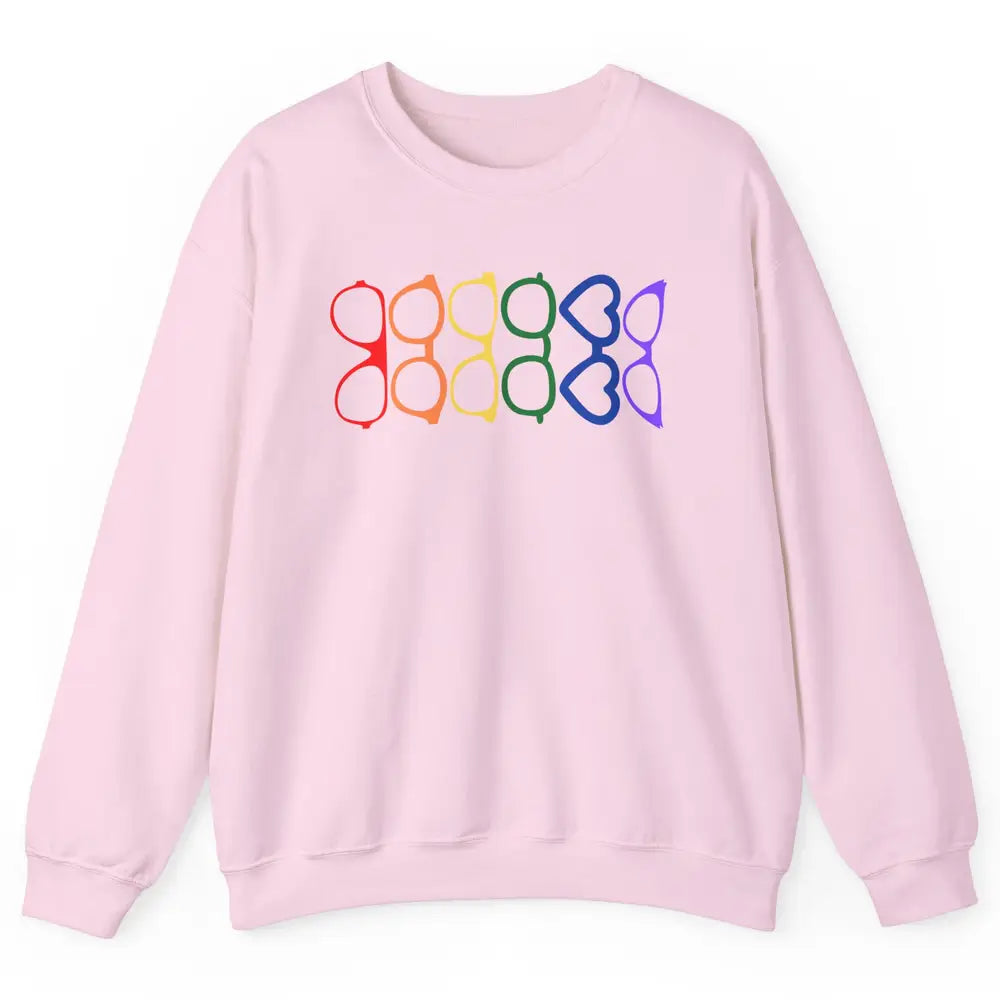 Rainbow Eyeglasses Pride Optometrist Optician Glasses Gift Unisex Crewneck Sweatshirt