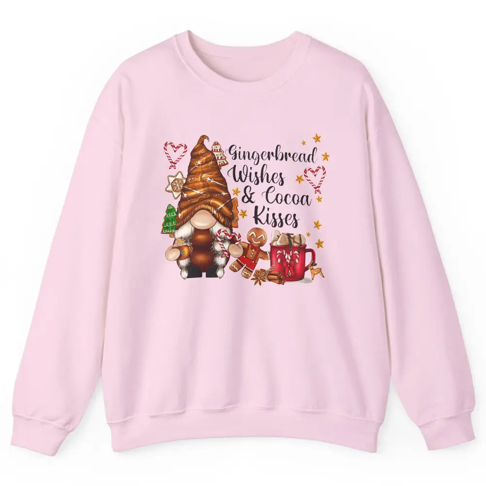 Retro Christmas Gnome Gingerbread Wishes and Cocoa Kisses Unisex Crewneck Sweatshirt