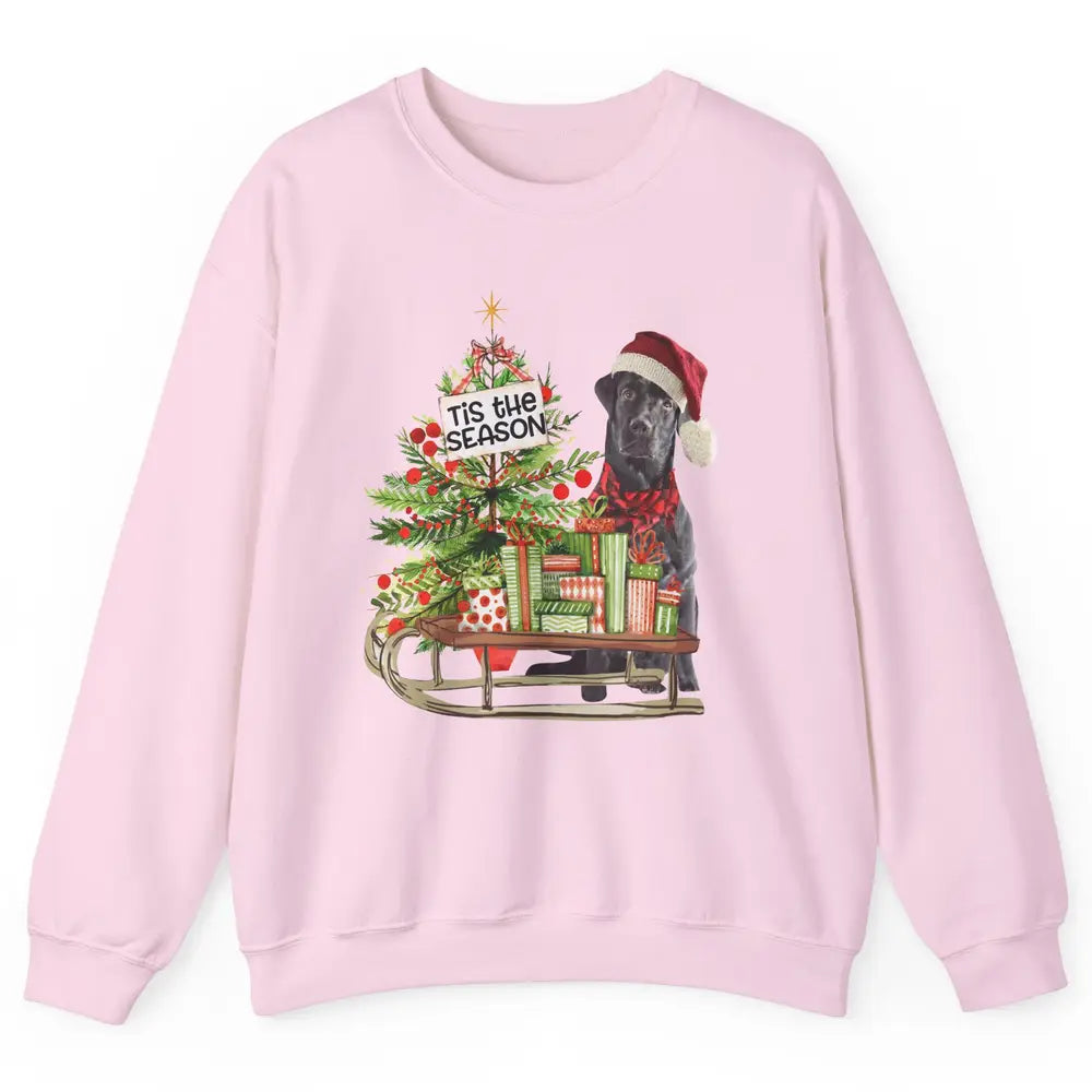 Black Labrador Christmas Tree Tis The Season Black Lab Mom Unisex Crewneck Sweatshirt