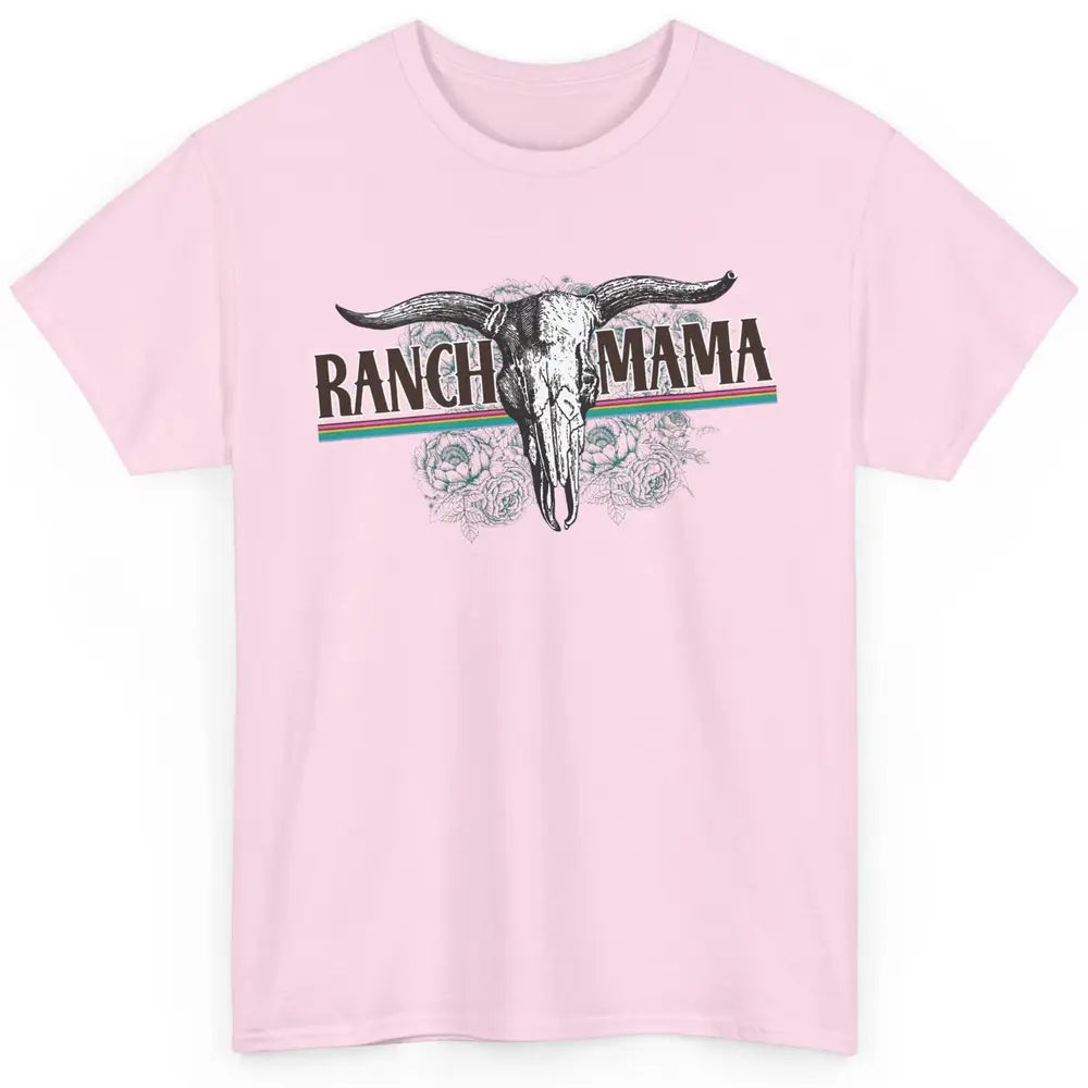 Retro Ranch Mama Highland Cow Skull Western Country Cowboy Classic Unisex T-Shirt