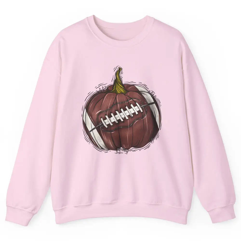 Football Pumpkin Tis The Season Fall Leaves Autumn Halloween Unisex Crewneck Sweatshirt