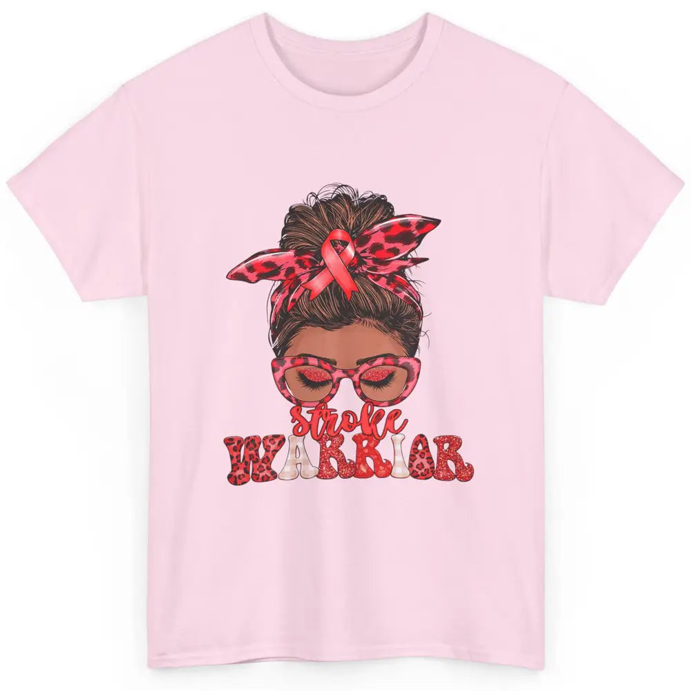 Afro Messy Hair Bun Black Women Warrior Red Stroke Awareness Classic Unisex T-Shirt