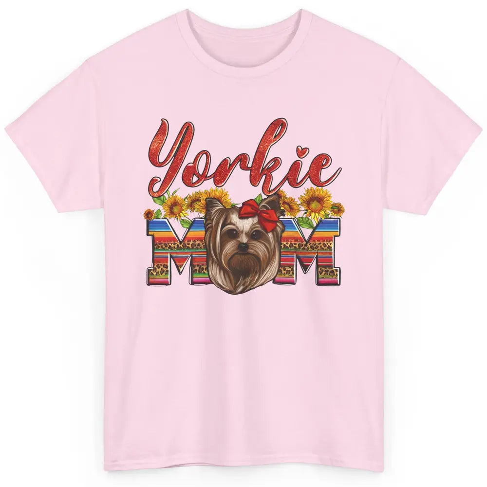 Yorkie Mom Sunflowers Leopard Yorkshire Terrier Dog Mom Gift Classic Unisex T-Shirt