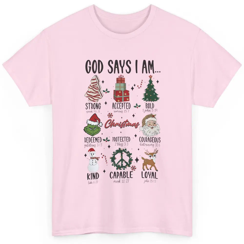 Retro Christmas God Says I Am Bible Verse Religious Boy Girl Classic Unisex T-Shirt
