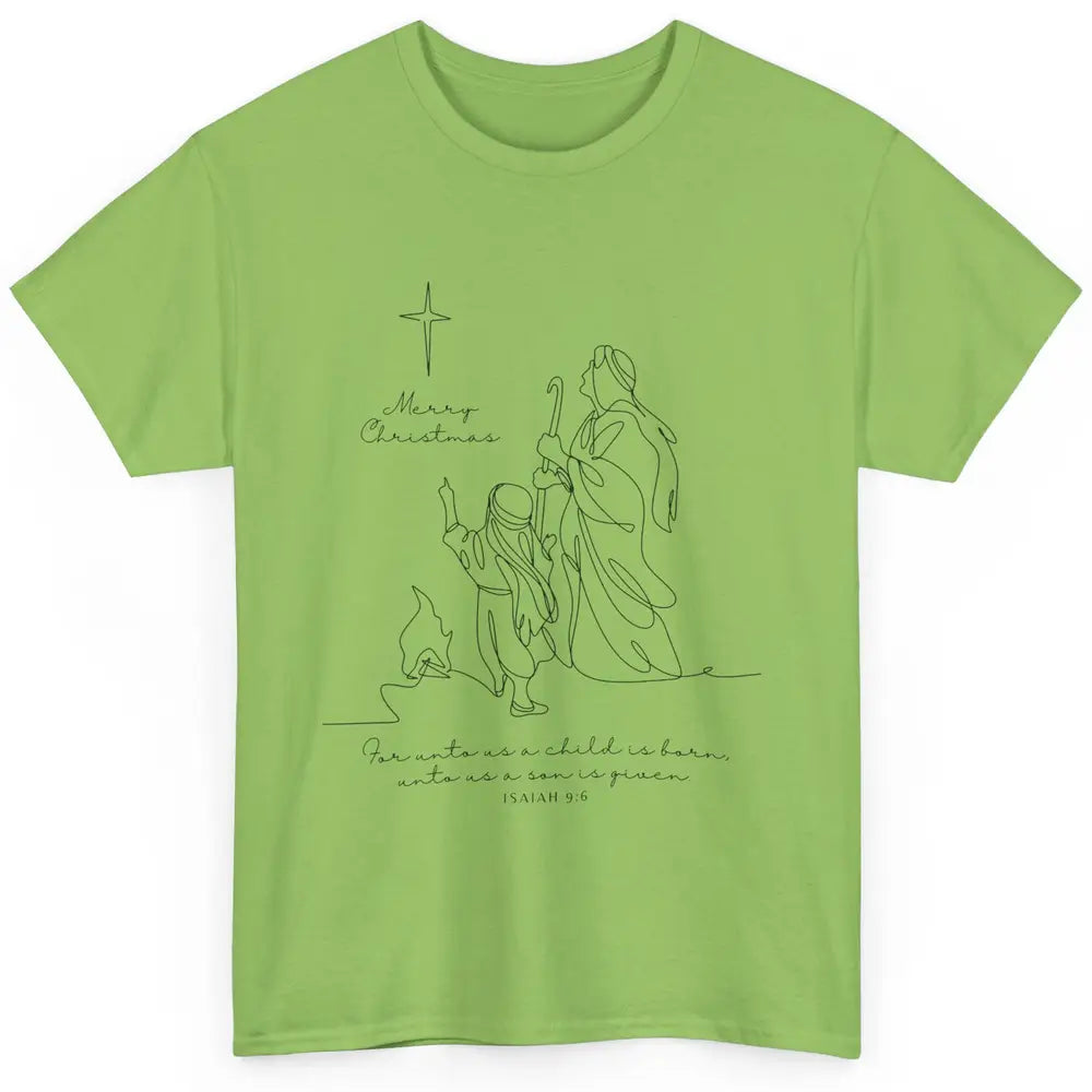 Merry Christmas Unto Us Child Is Born Christian Bible Verse Classic Unisex T-Shirt