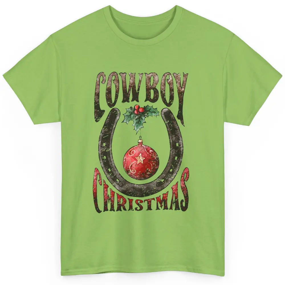 Christmas Cowboy Horseshoe Xmas Balls Western Christmas Classic Unisex T-Shirt