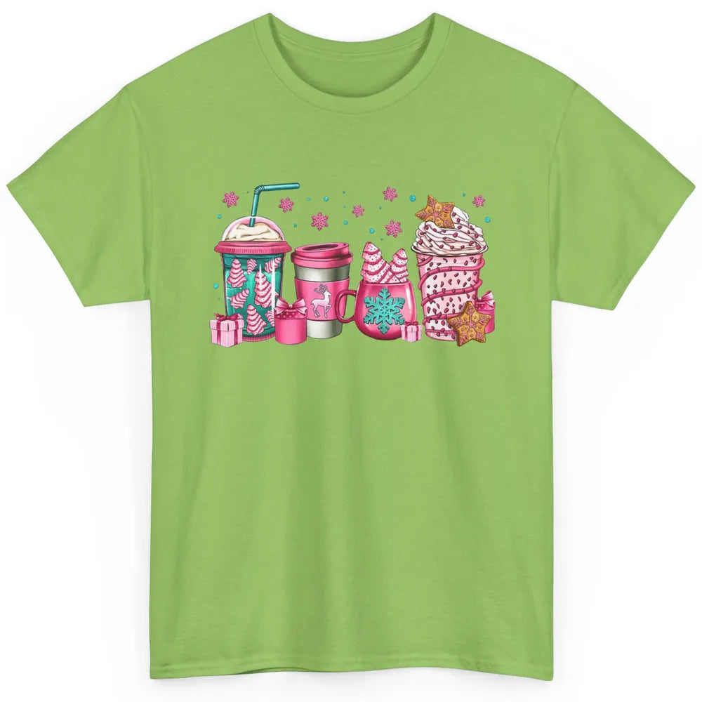 Pink Christmas Coffee Christmas Tree Cake Christmas Lovers Classic Unisex T-Shirt