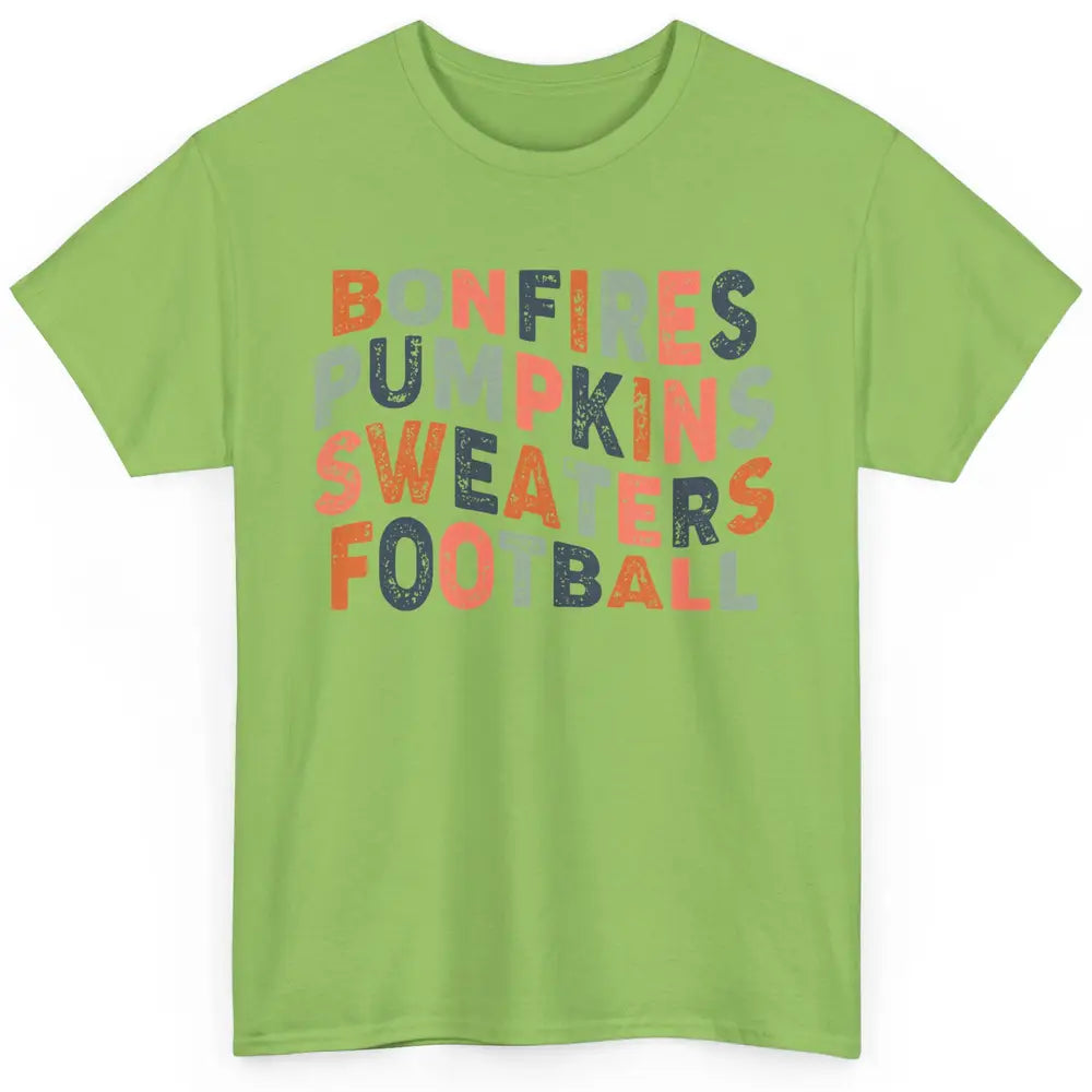 Retro Fall Bonfires Pumpkins Swaeaters Football Thanksgiving Classic Unisex T-Shirt