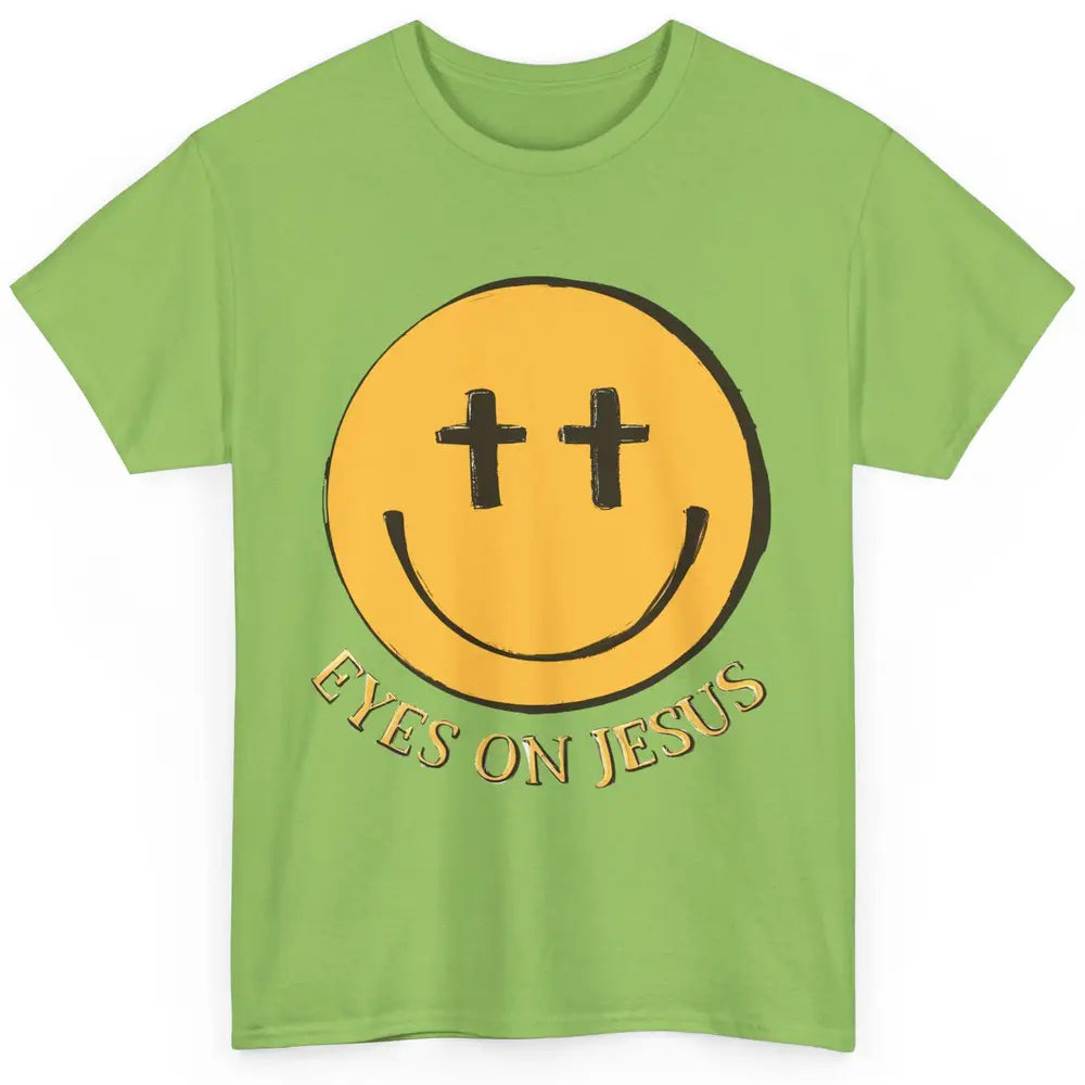 Retro Smiling Face Eyes On Jesus Christian Faith Religious Classic Unisex T-Shirt