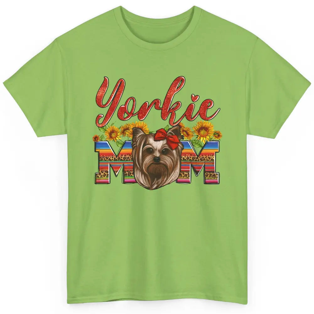 Yorkie Mom Sunflowers Leopard Yorkshire Terrier Dog Mom Gift Classic Unisex T-Shirt