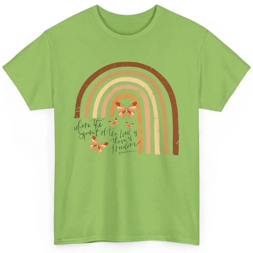 Retro Rainbow Christian Where Spirit Of The Lord Is Bible Classic Unisex T-Shirt