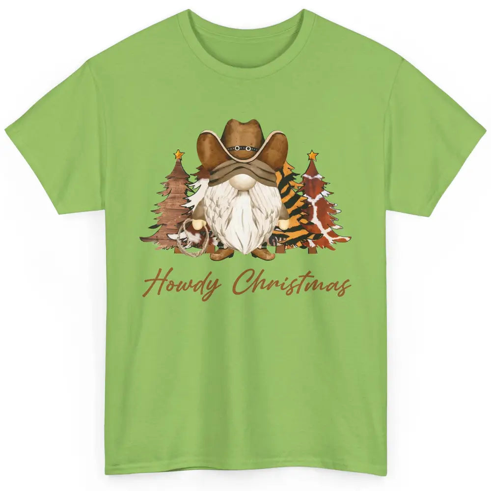 Retro Leopard Cowboy Gnome Howdy Christmas Western Holiday Classic Unisex T-Shirt