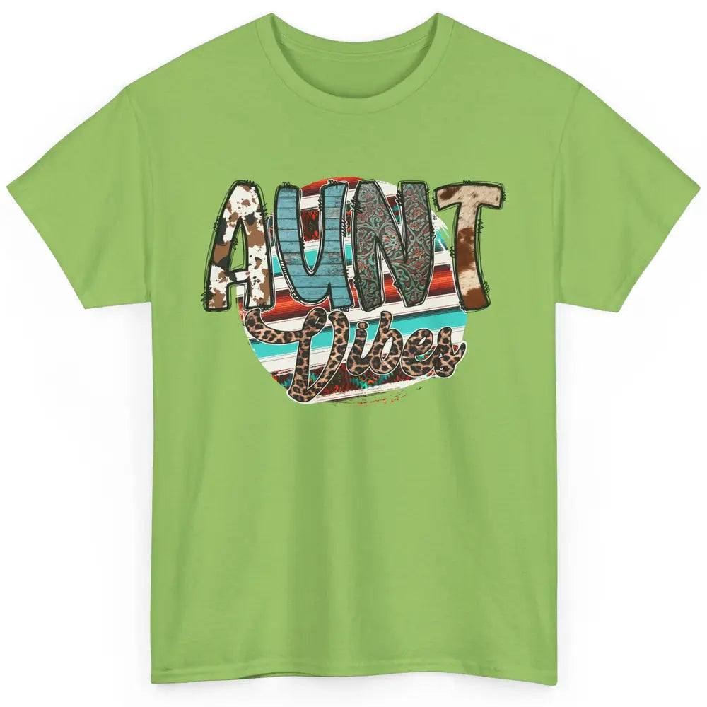 Aunt Vibes Cowhide Leopard Turquoise Western Country Auntie Classic Unisex T-Shirt