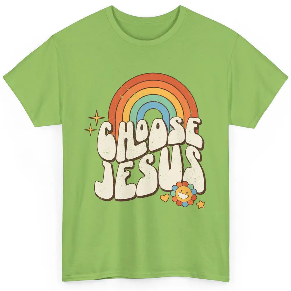 Retro Rainbow Groovy Choose Jesus Christian Religious Classic Unisex T-Shirt