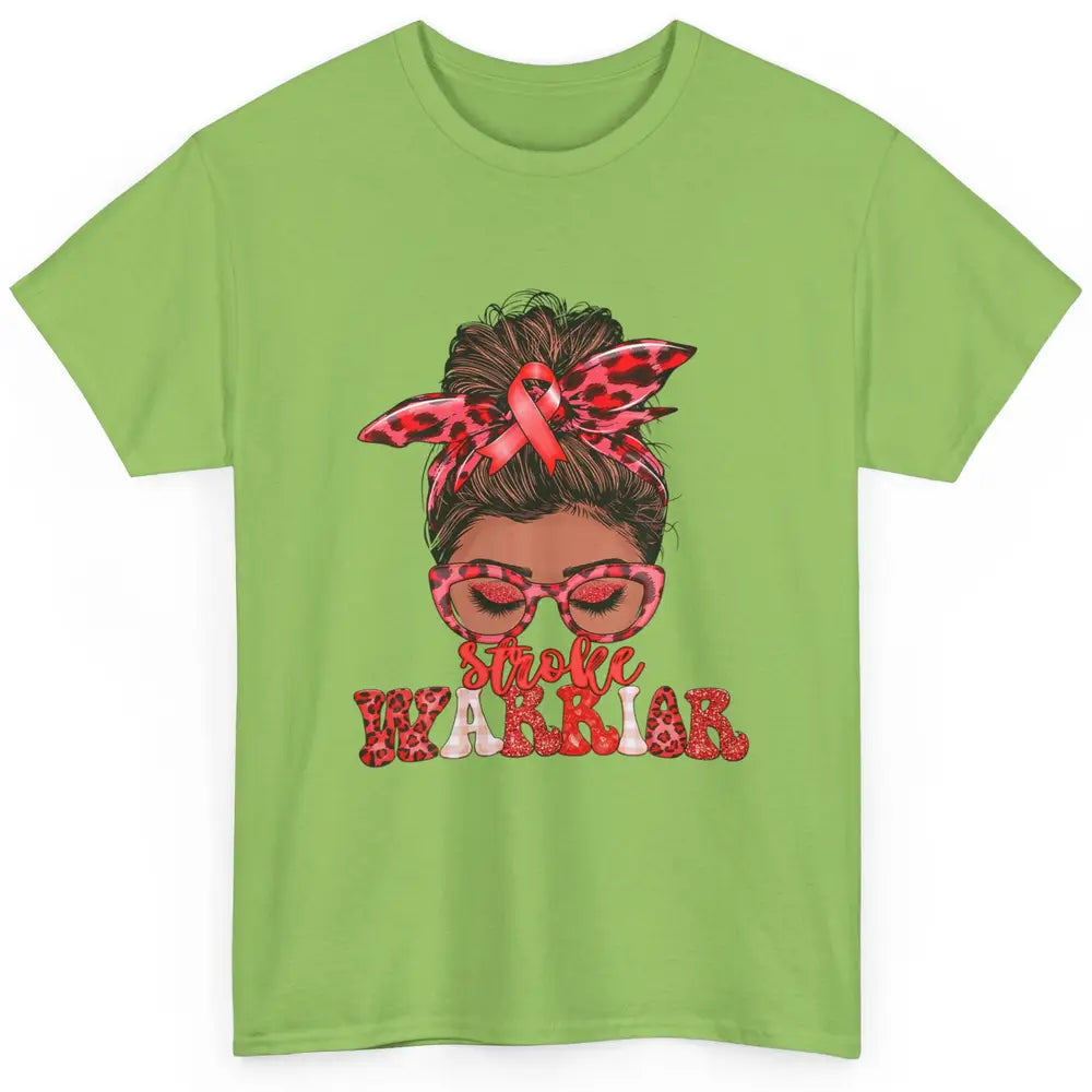 Afro Messy Hair Bun Black Women Warrior Red Stroke Awareness Classic Unisex T-Shirt