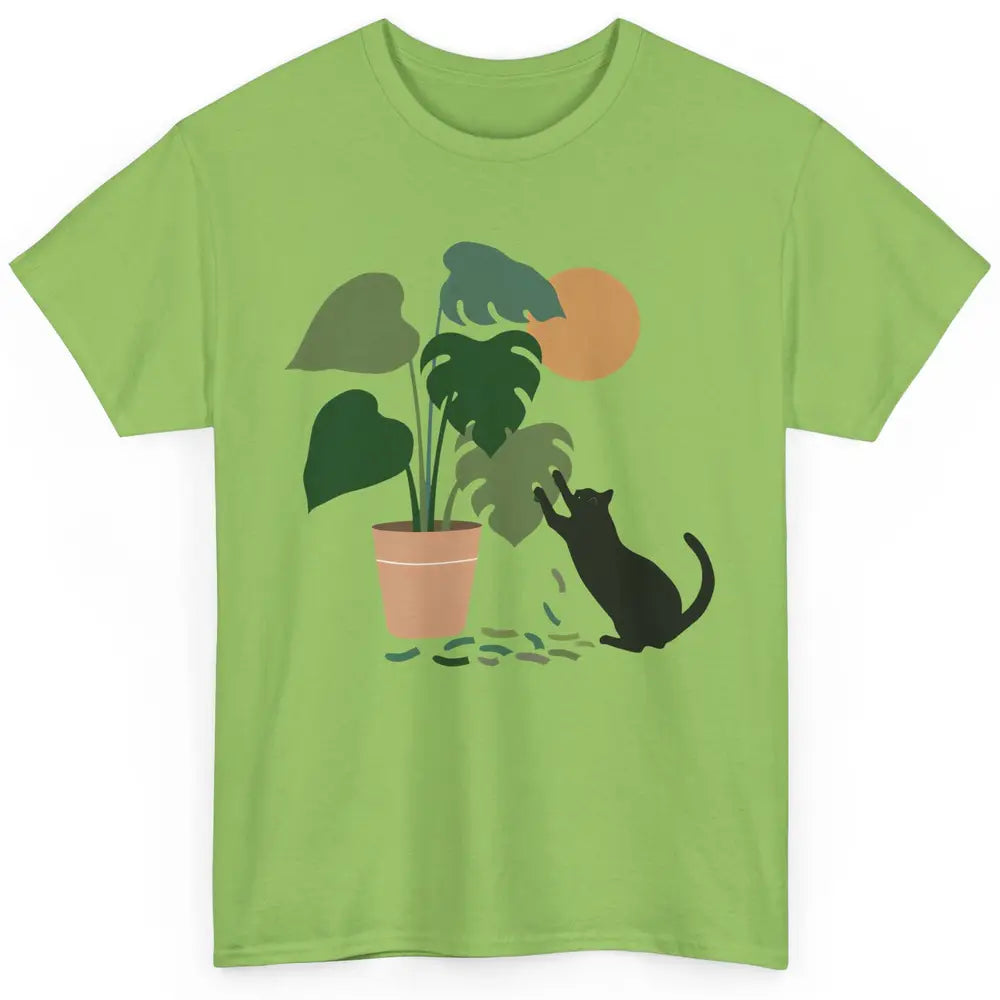 Black Cat And Plant The Making Of Monstera Garden Cat Lovers Classic Unisex T-Shirt