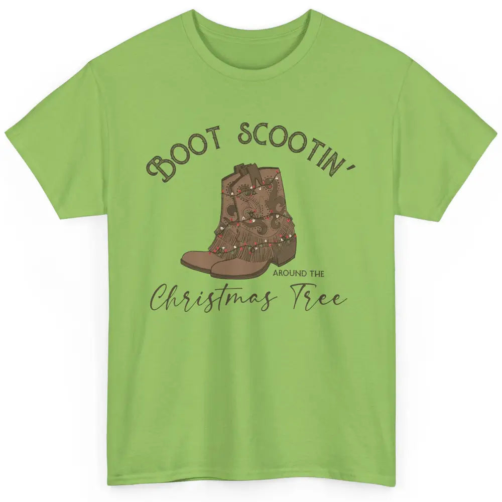 Retro Cowboy Boots Scootin' Around Christmas Tree Western Classic Unisex T-Shirt