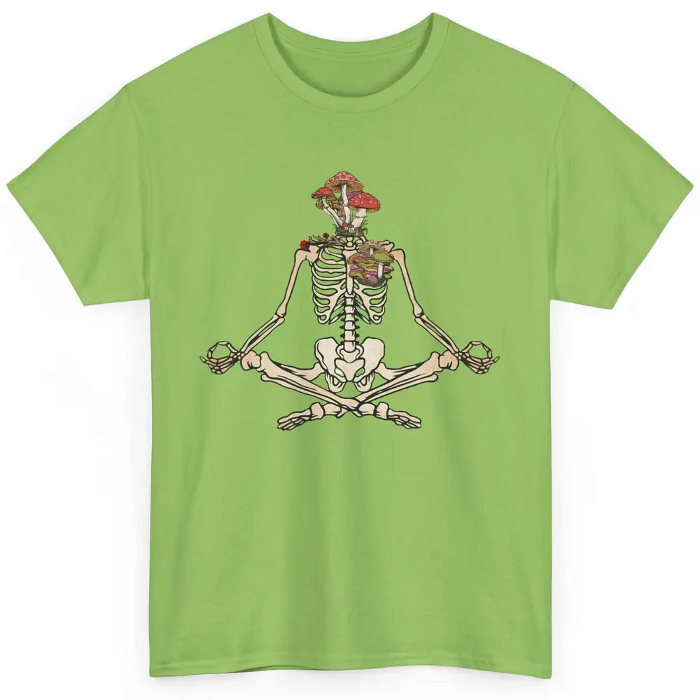 Vintage Skeleton Rib Mushroom Yoga Plants Lover Gardening Classic Unisex T-Shirt