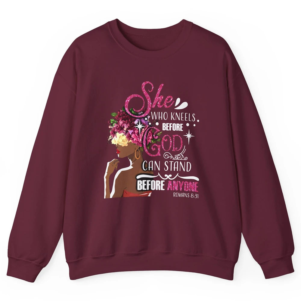Black Girl She Who Kneels Before God Christian Afro Women Unisex Crewneck Sweatshirt