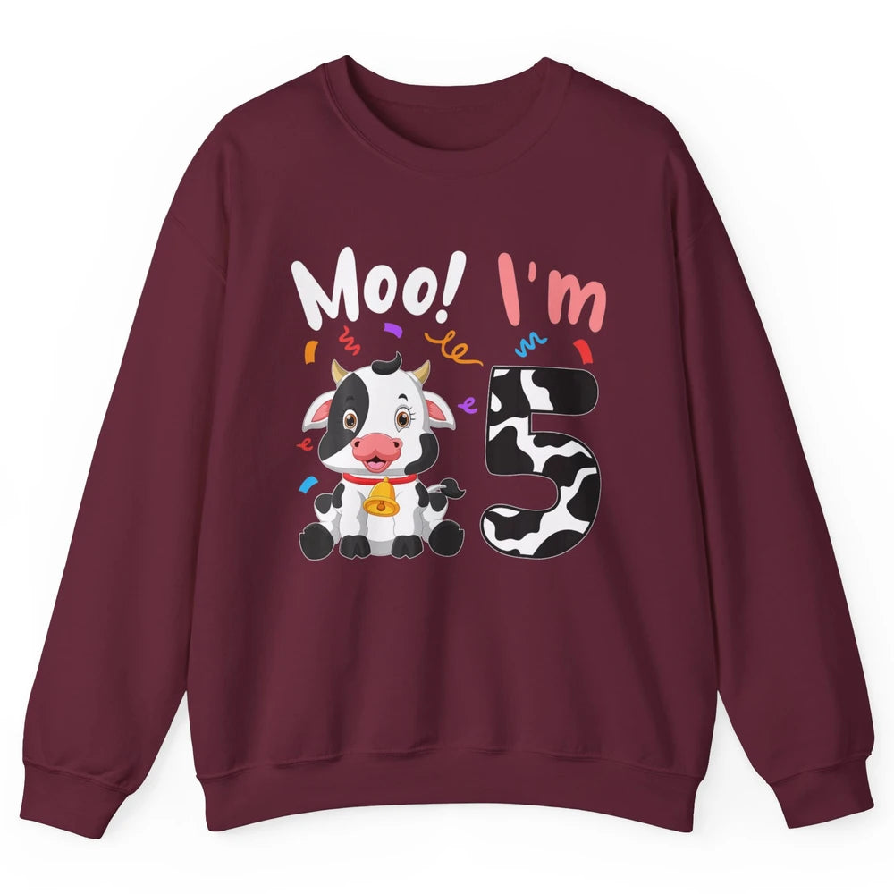 5th Birthday Moo Im 5 Cow Farm Animal Barnyard Family Party Unisex Crewneck Sweatshirt